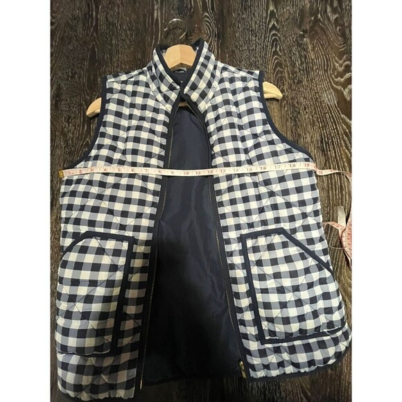 J.Crew Mercantile Women’s Excursion Down Vest In Gingham Zip Up White Size S N71 - Picture 6 of 7